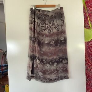 Vintage Women's Sz 14P Flowy  Purple Paisley Maxi Skirt Whimsy Goth Fairy Skirt